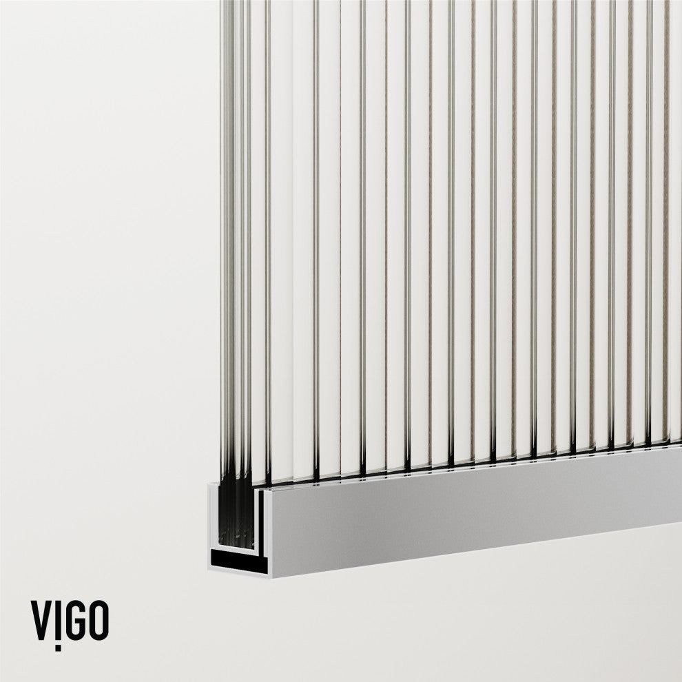 VIGO Zenith Frameless Fixed, Chrome, Shower Screen, 34" W X 74" H, Fluted Glass