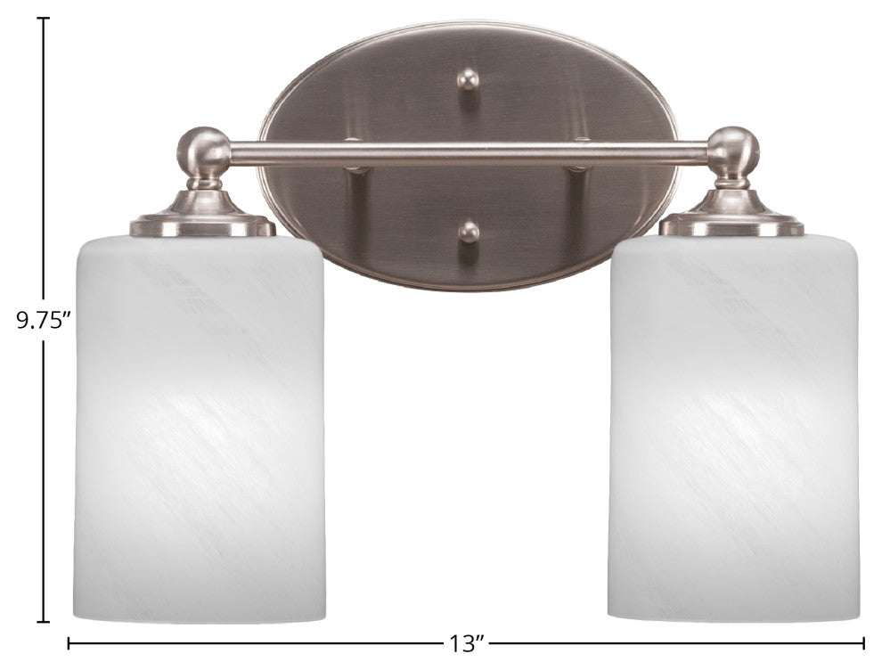 Capri 2-Light Bath Bar, Brushed Nickel/White Marble