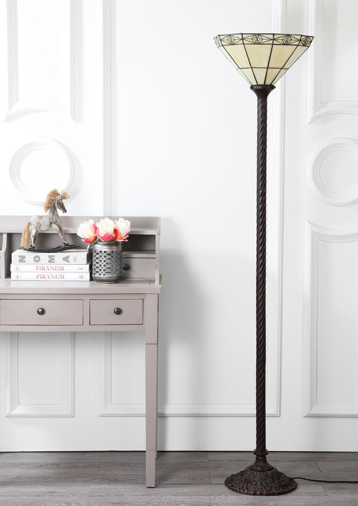 Moore Tiffany-Style 68.57" Torchiere Floor Lamp, Bronze