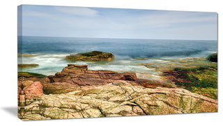 "Thunder Hole Acadia National Park" Oversized Beach Canvas Artwork, 40"x20"