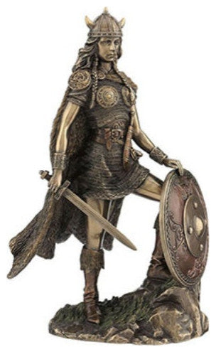 Female Viking Warrior With Sword And Shield Statue