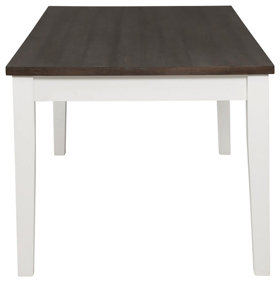 Rectangular Wood Dining Table with 2 Drawers, Espresso and White