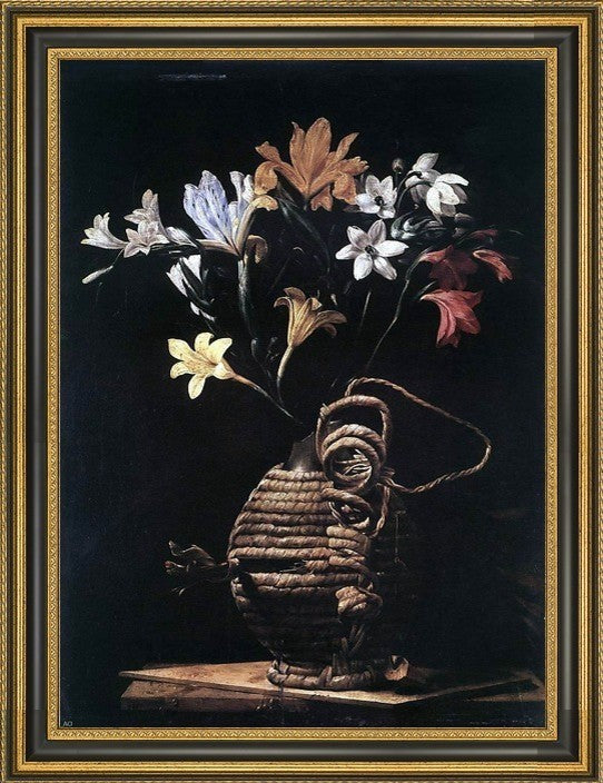 Guido Cagnacci Flowers in a Flask  Framed Premium Canvas Print, 18"x27"