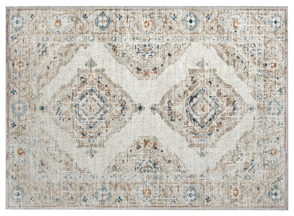 Indoor/Outdoor Marbella MB1 Ivory Machine Washable 1'8" x 2'6" Rug