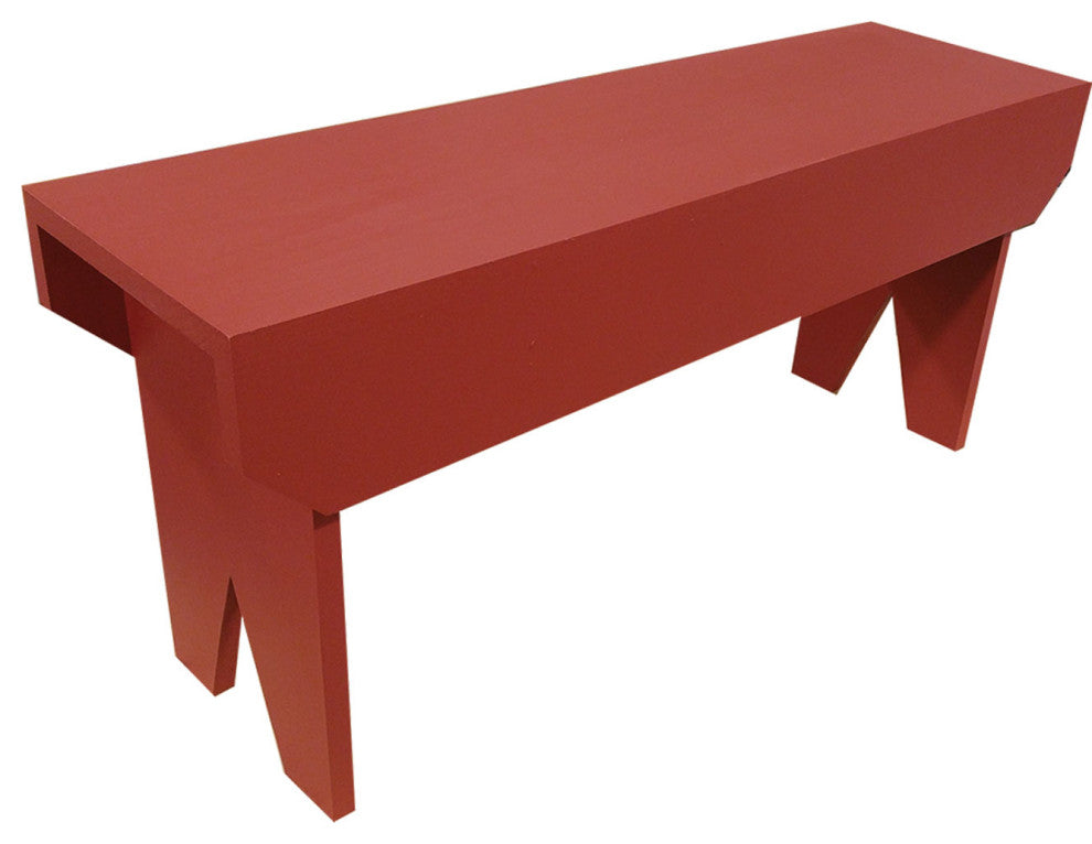 Simple Wood Bench, Red
