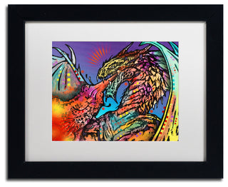 Dean Russo 'Dragon' Art, Black Frame, White Mat, 14x11