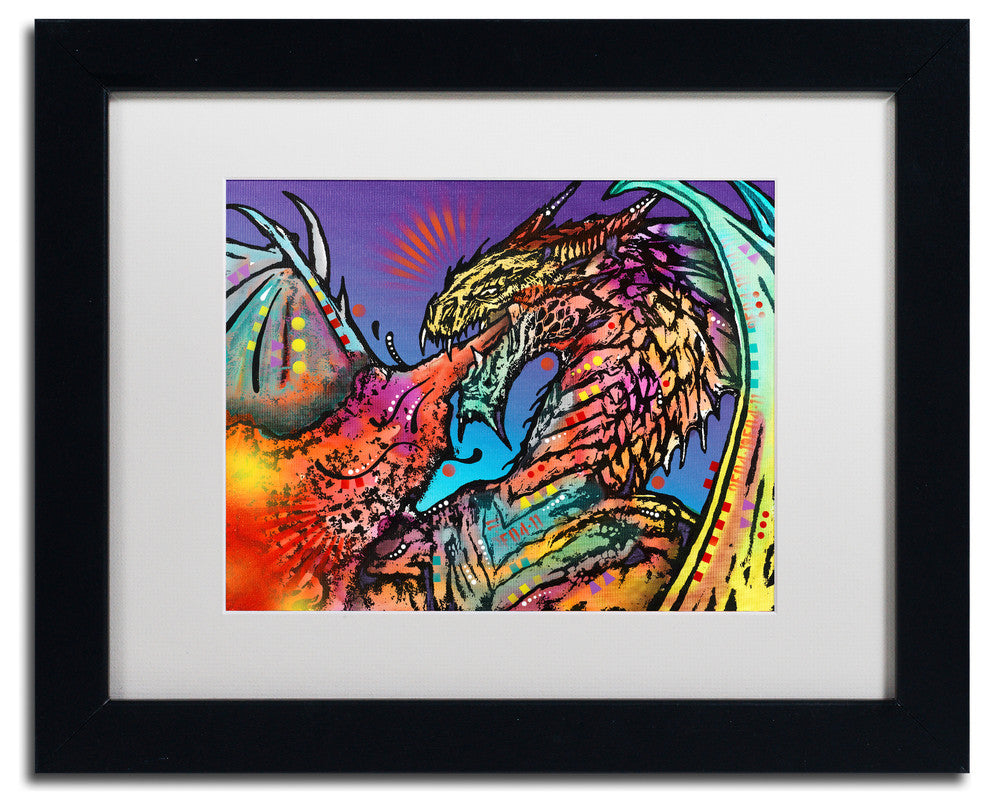 Dean Russo 'Dragon' Art, Black Frame, White Mat, 14x11