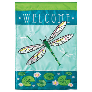 Flag  Double Applique  Welcome Dragonfly Polyester Garden