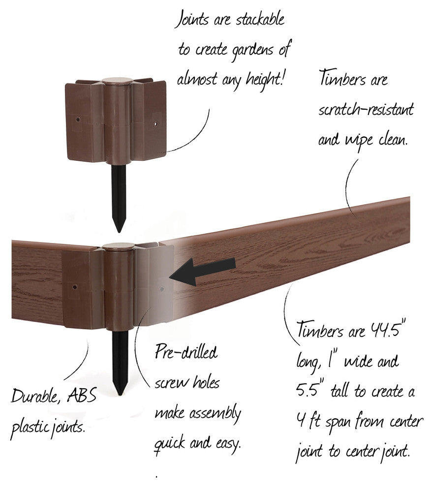 Classic Sienna Raised Garden Bed 4'x8'x11", 1" profile