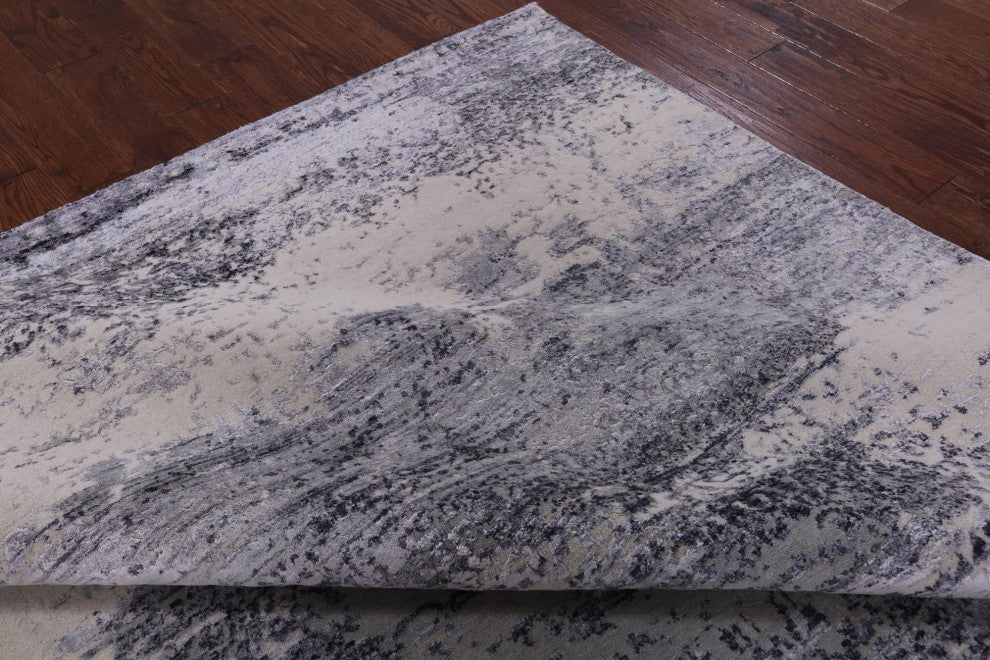 7' 10" X 10' 1" Modern Hand Knotted Wool and Silk Rug Q7216
