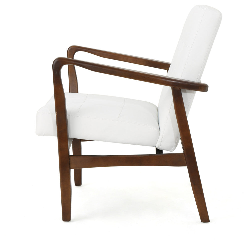 GDF Studio Callisto Mid Century Modern Fabric Club Chair, White