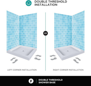 Fine Fixtures Double Threshold Acrylic Shower Base, 30 X 30, Universal