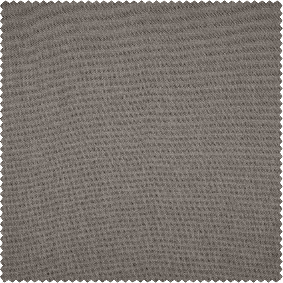 Warm Stone Grey Monochromatic Faux Linen Room Darkening Fabric Sample, 4Wx4L