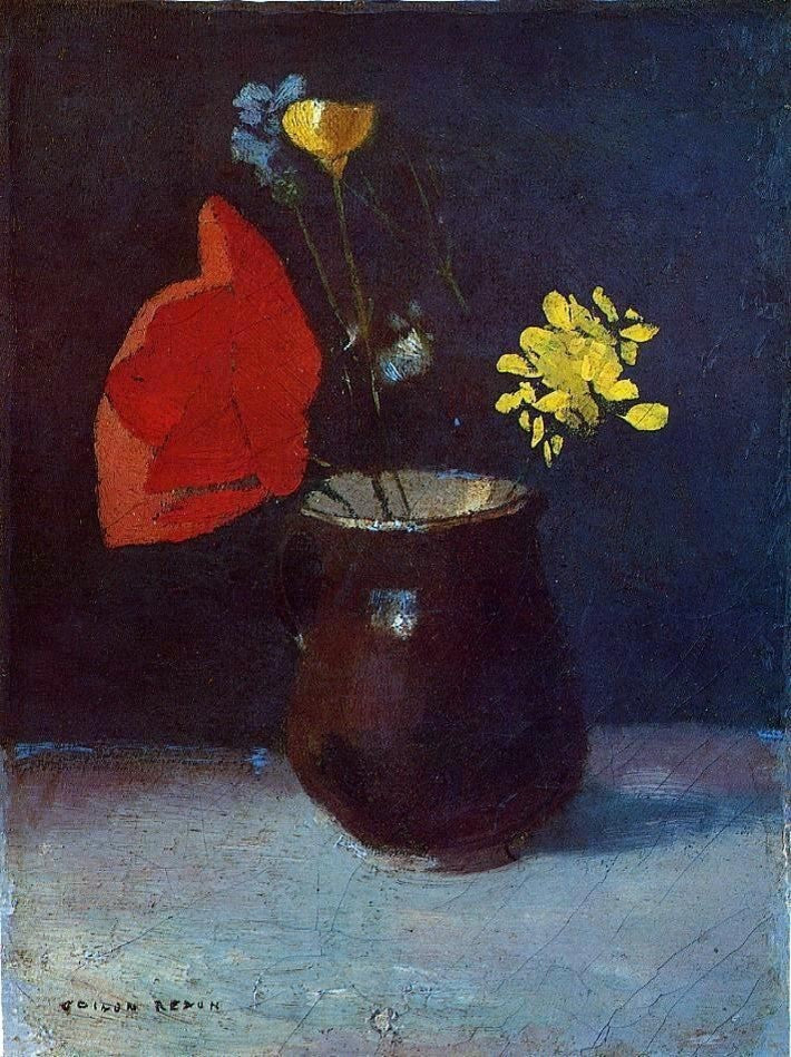 Odilon Redon Pitcher of Flowers, 21"x28" Wall Decal Print