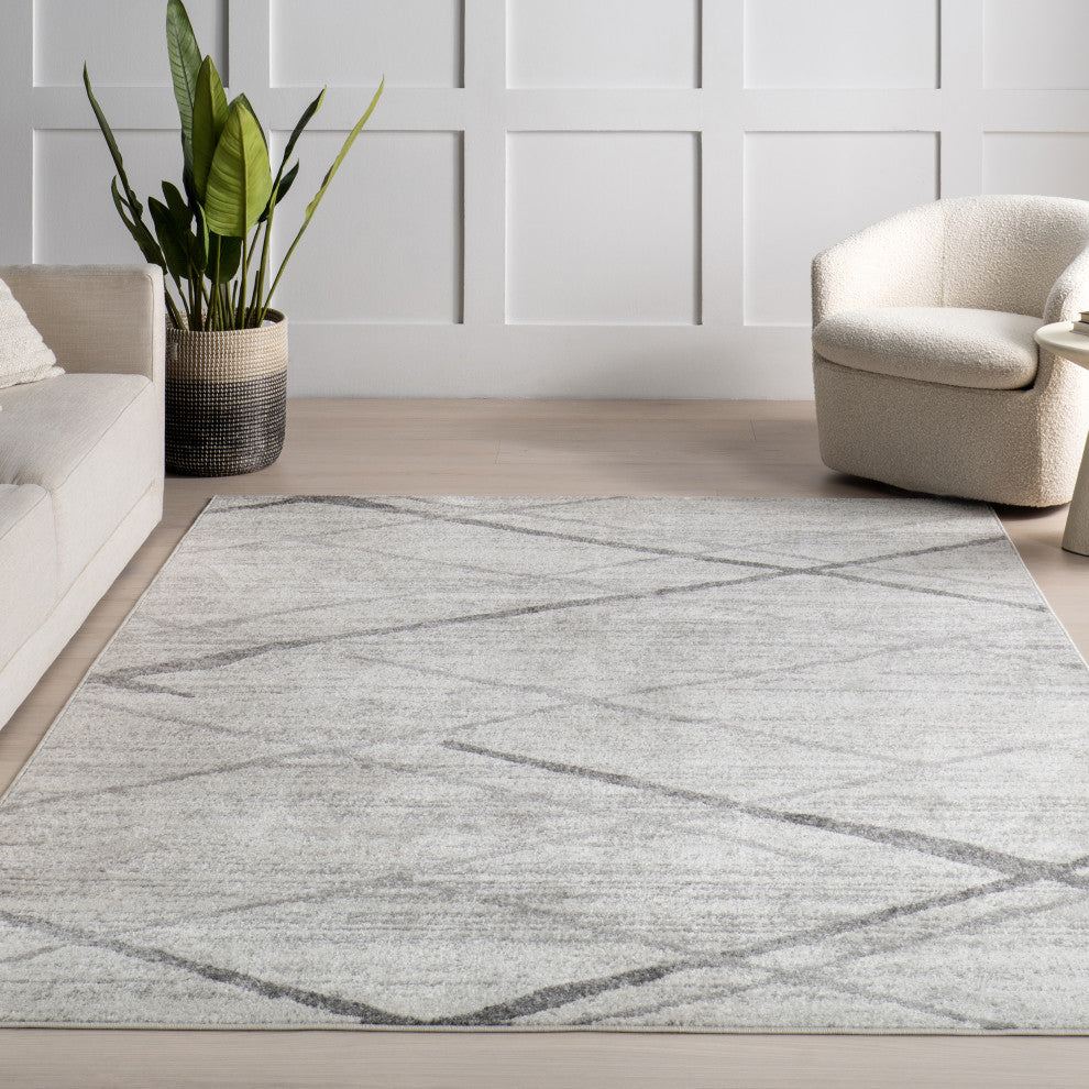 Nuloom Thigpen Striped Contemporary Area Rug, Grey 7'6"x7'6"