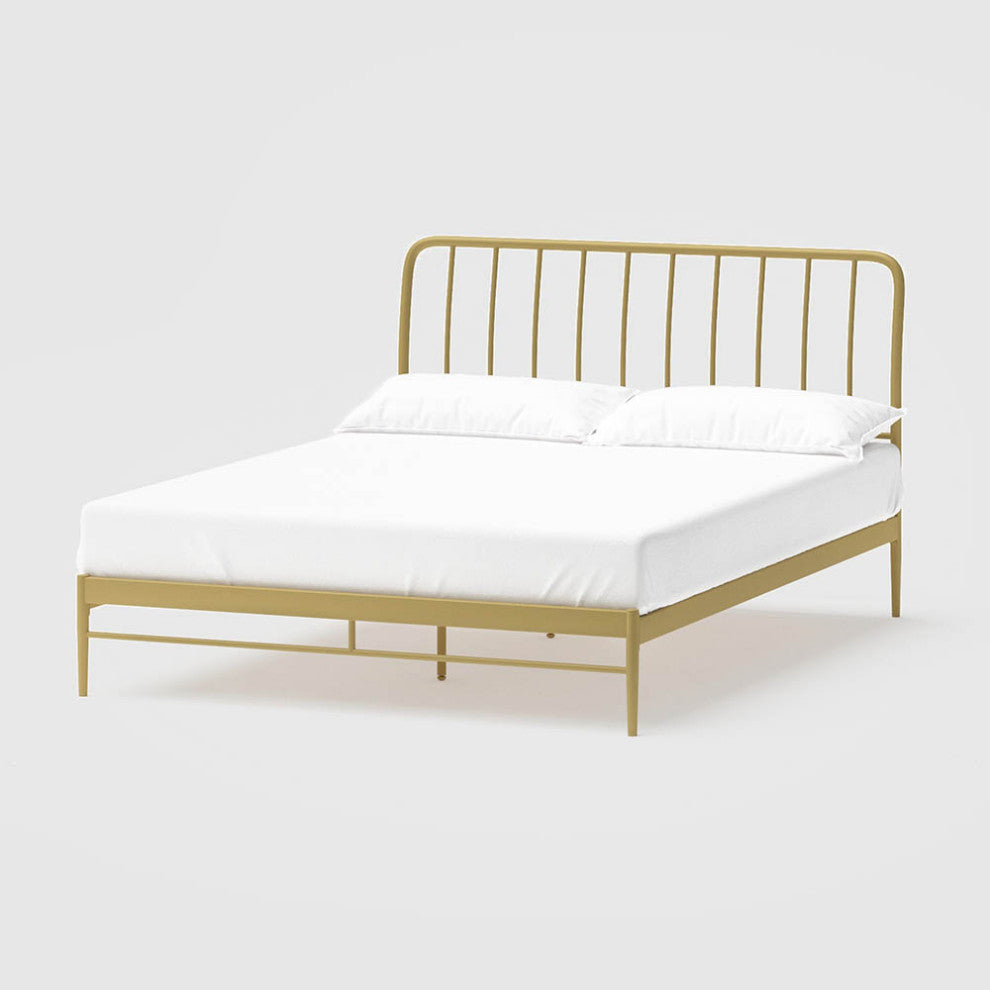 Kairosis Curved Metal Modern Queen Bed Frame by RST Brands, Gold
