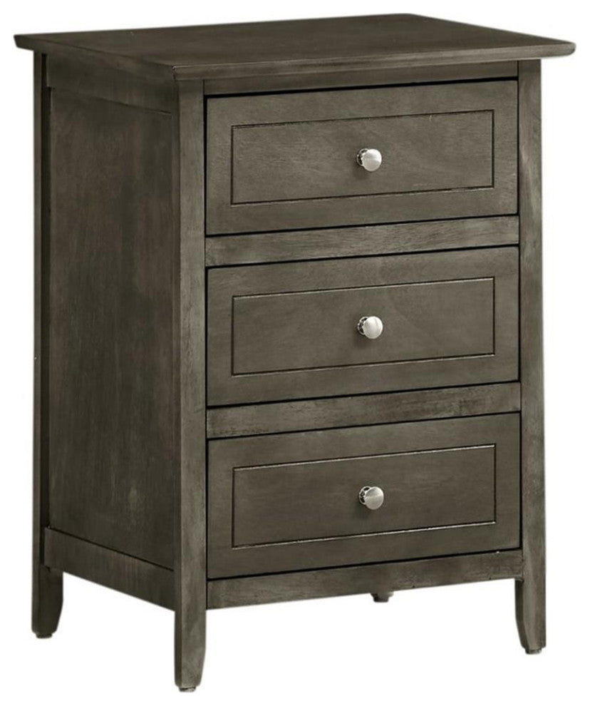Glory Furniture Daniel 3 Drawer Nightstand in Gray