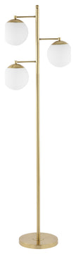 Ellie 66" 3-Light Modern Vintage Iron LED Floor Lamp, Brass Gold/White