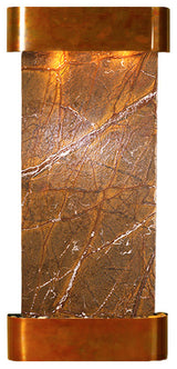 Cascade Springs Water Fountain, Brown Marble, Rustic Copper, Round