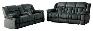 2-Piece Latona Double Reclining Sofa, Console Love Seat Charcoal Microfiber