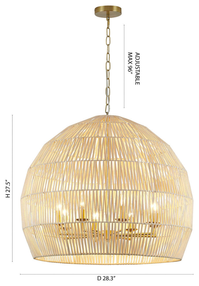 8-Light Natural Vine Weaved Basket Chandelier