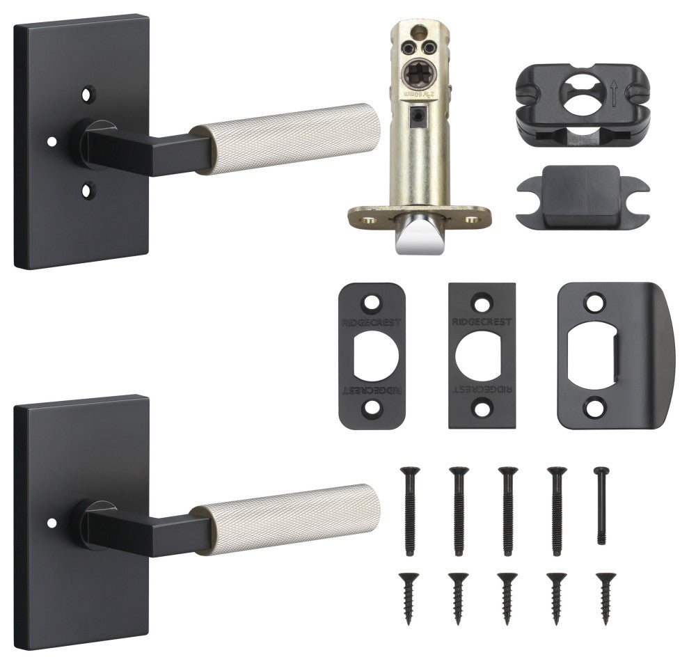 Levanto Privacy Rosette, Flat Black, Knurled Grip in Nickel