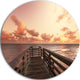 Boardwalk On Beach Wooden Pier, Sea Bridge Round Wall Art, 36"