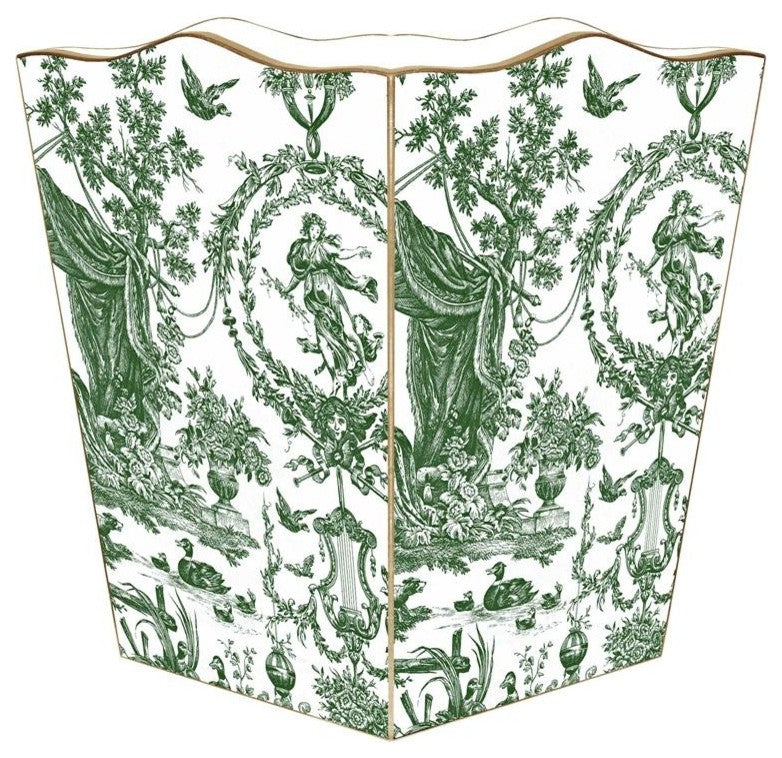 Green Toile Wastepaper Basket