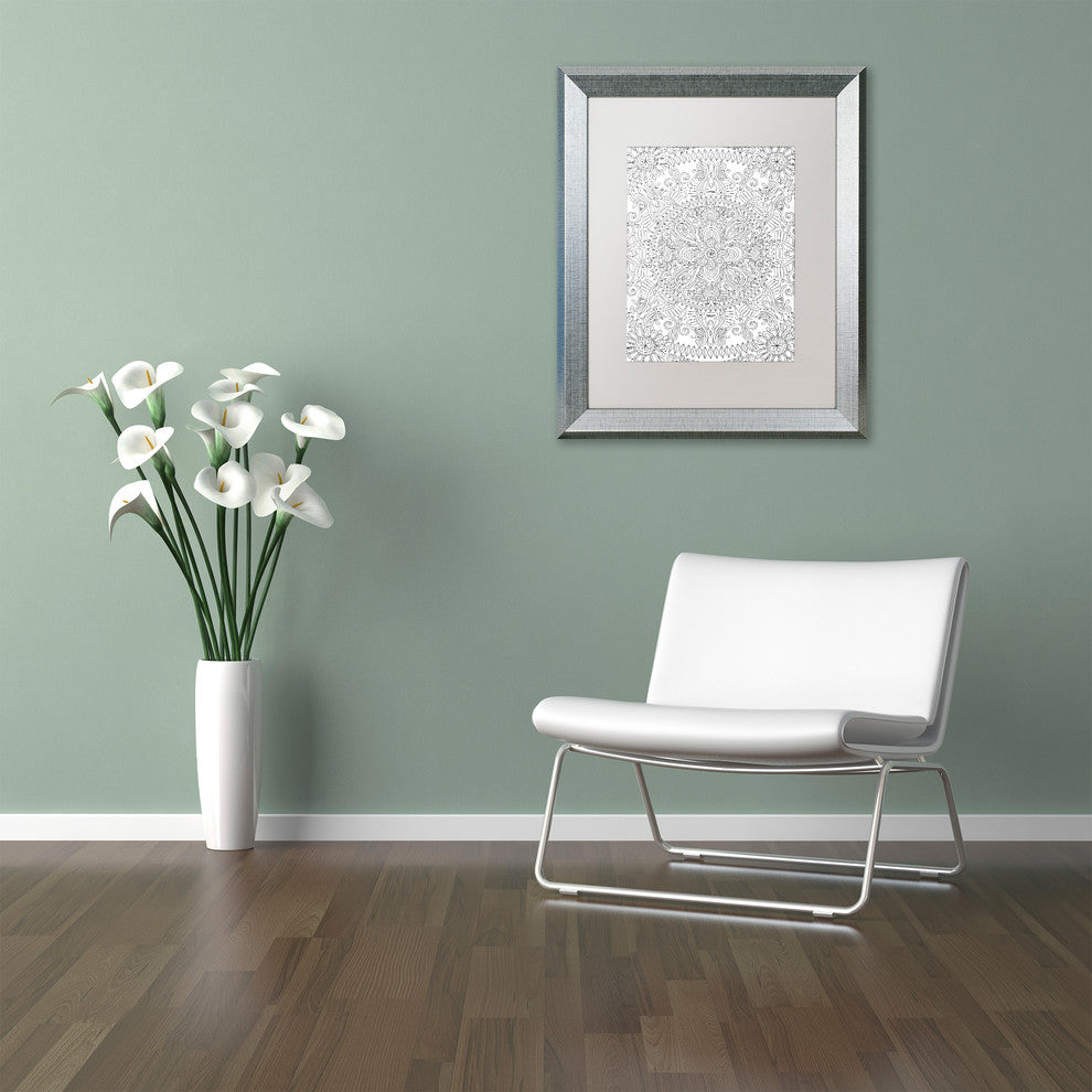 Hello Angel ''Mandala One'' Art, Silver Frame, White Mat, 20x16