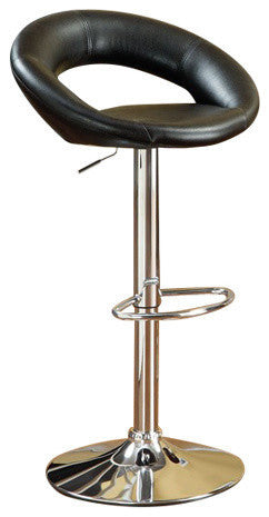Benzara BM166613 Faux Leather Seat Metal Base Bar Stool Black & Silver, Set of 2
