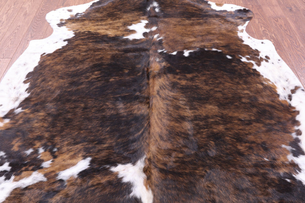 7' 1" X 6' 3" Brindle Natural Cowhide Rug C2243