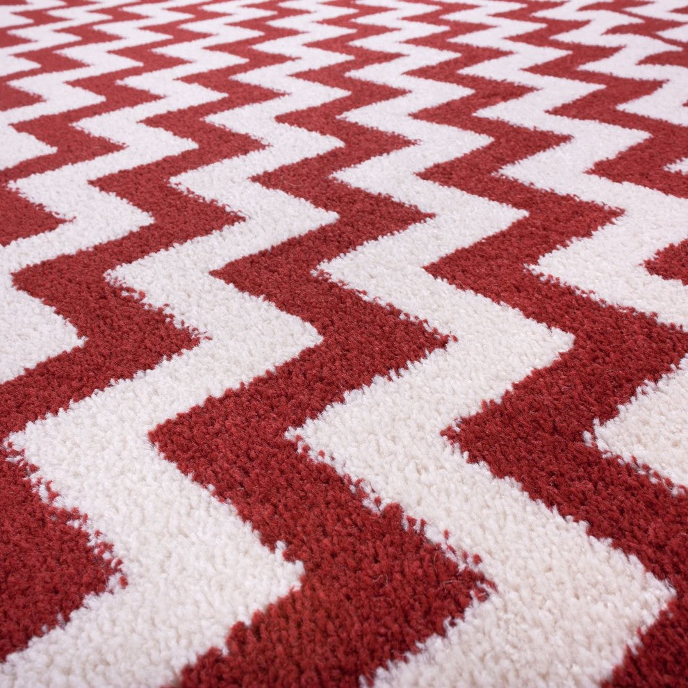 Well Woven Sydney Eli Chevron Area Rug, Rust, 5''3"x7''3"