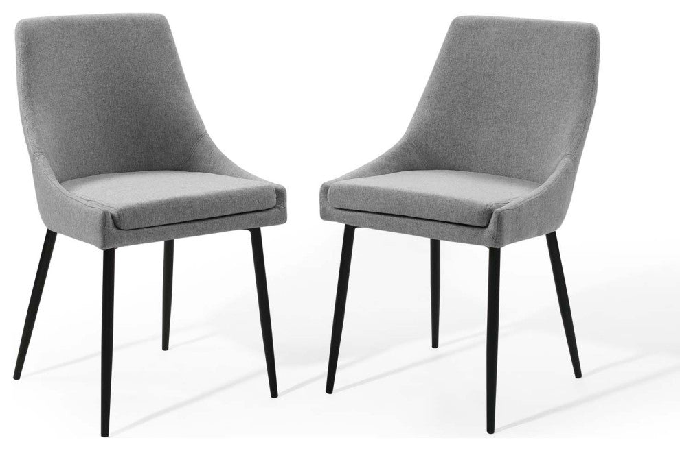 Viscount Upholstered Fabric Dining Chairs - Set of 2 EEI-3809-BLK-LGR