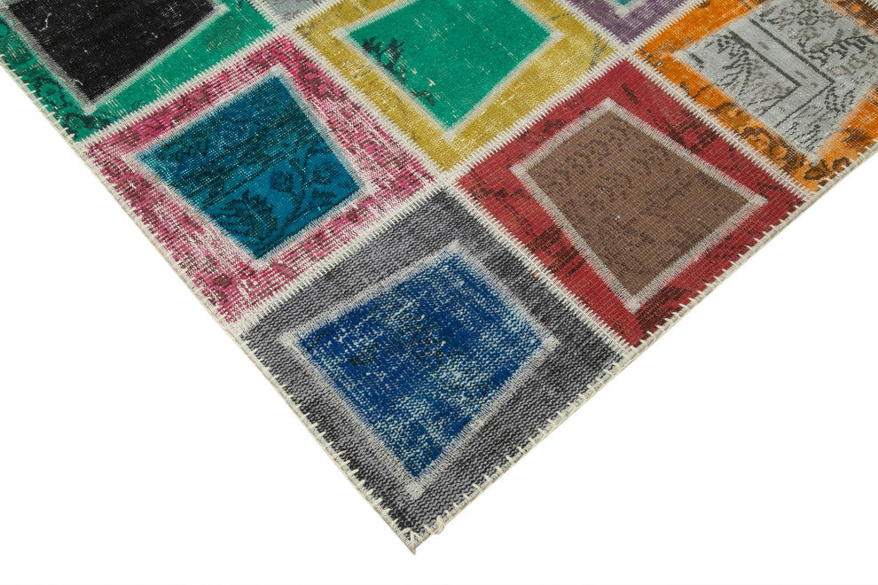 Rug N Carpet - Handwoven Oriental 6' 7" x 9' 2" Boho Patchwork Area Rug