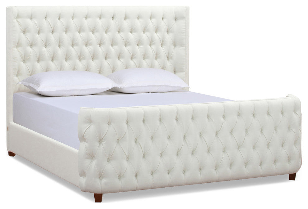 Brooklyn Tufted Sheltered Wingback Panel Bed, Antique White, King