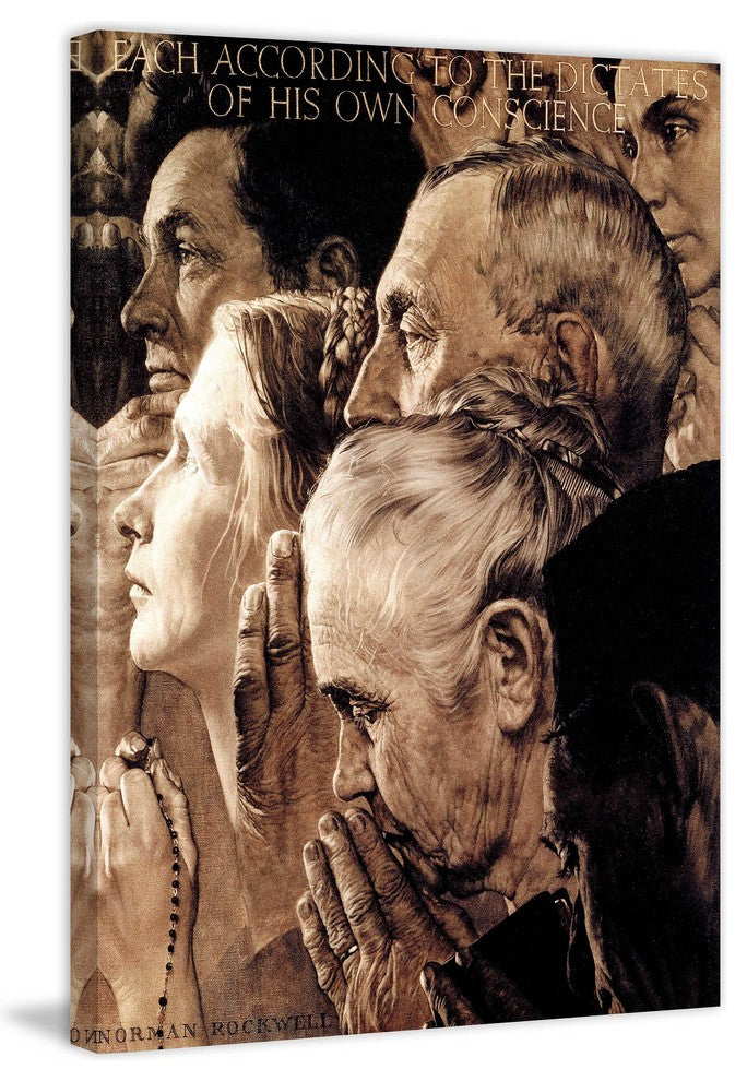 "Freedom of Worship" Painting Print on Canvas by Norman Rockwell