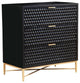 Origins by Alpine Black Pearl Three Drawer Small Wood Chest in Black