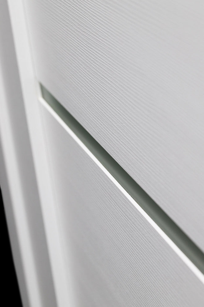 Alba Bianco Noble with Concealed Hinges, Tempered Frosted Glass, Solid Core, 24" X 80", Right-Hand