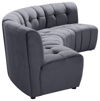 Limitless Velvet Upholstered 4-Piece Modular Sectional, Gray