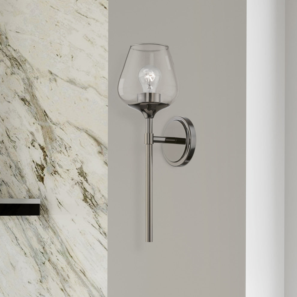 Willow 1 Light Black Chrome Vanity Sconce