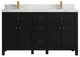 Sonoma 60 Double Sink Reeded Bathroom Vanity in Black 2" Calacatta Laza