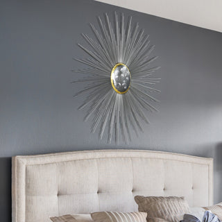 Hand Painted Etched Metal Wall Sculpture, Starburst