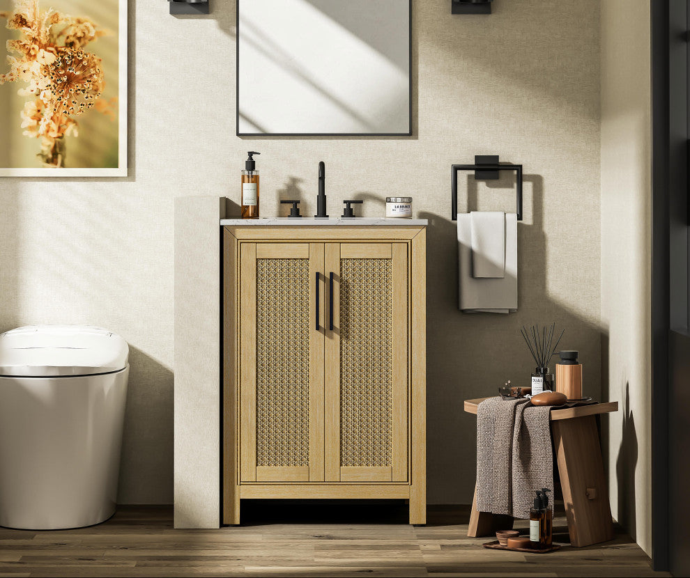Home Living 24" Single Bathroom Vanity, Linen Oak
