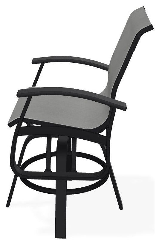 Belle Isle Sling Balcony Height Outdoor Swivel Chair, Alloy/Black