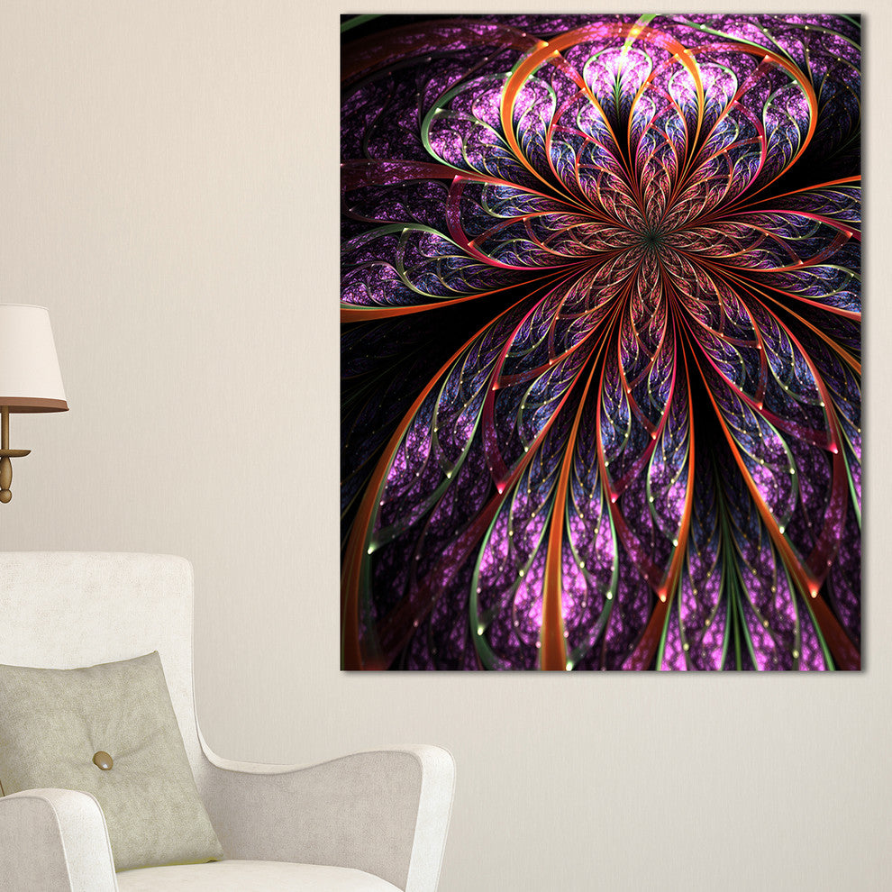 "Glossy Pink Blue Fractal Flower" Floral Wall Art Canvas, 30"x40"