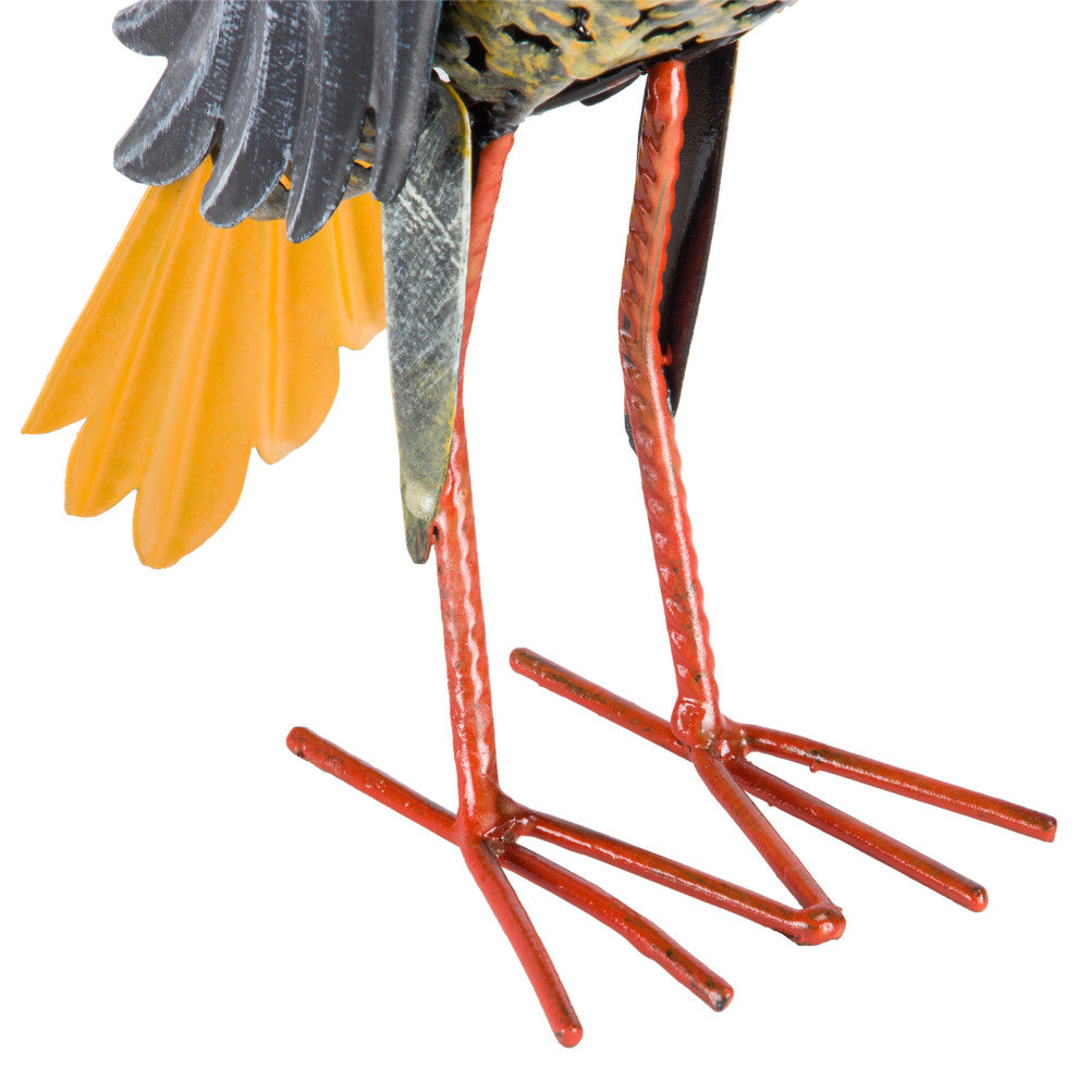 Quirky Metal Wide-Eyed Yellow Chest Bird Decor