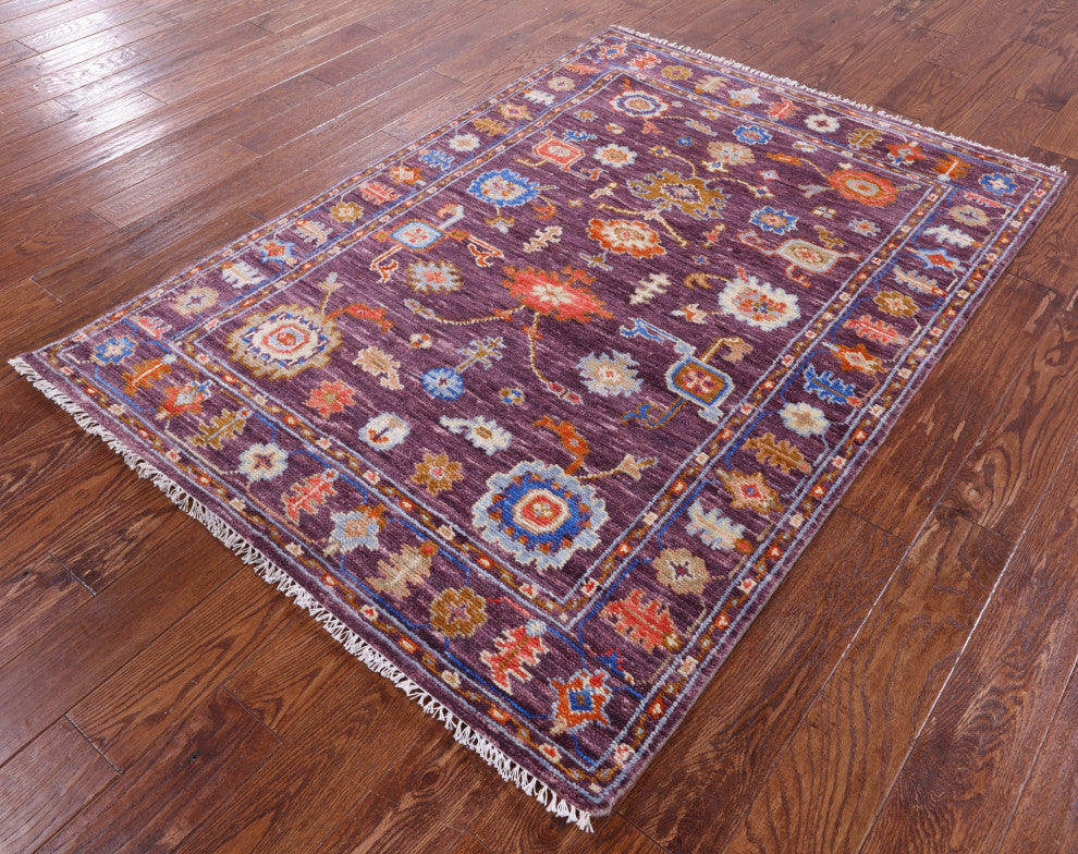 4' 3" X 6' 1" Hand Knotted Turkish Oushak Wool Rug - Q15467