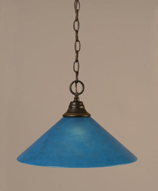 1-Light Chain Hung Pendant, Dark Granite/Blue Italian