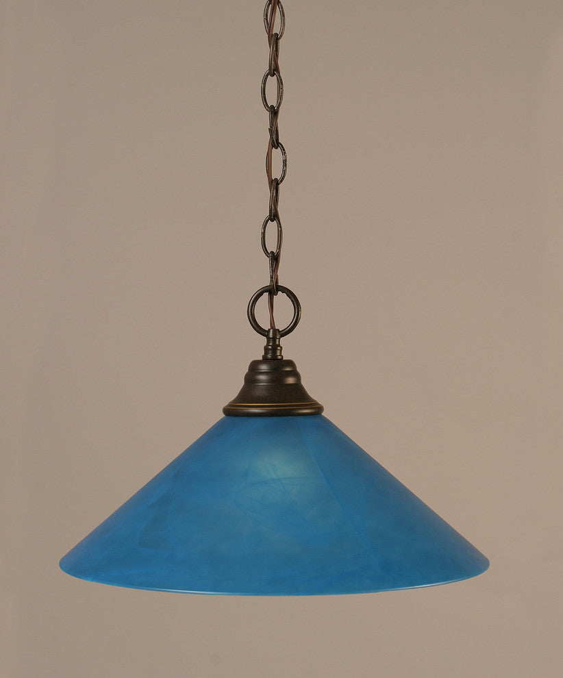 1-Light Chain Hung Pendant, Dark Granite/Blue Italian
