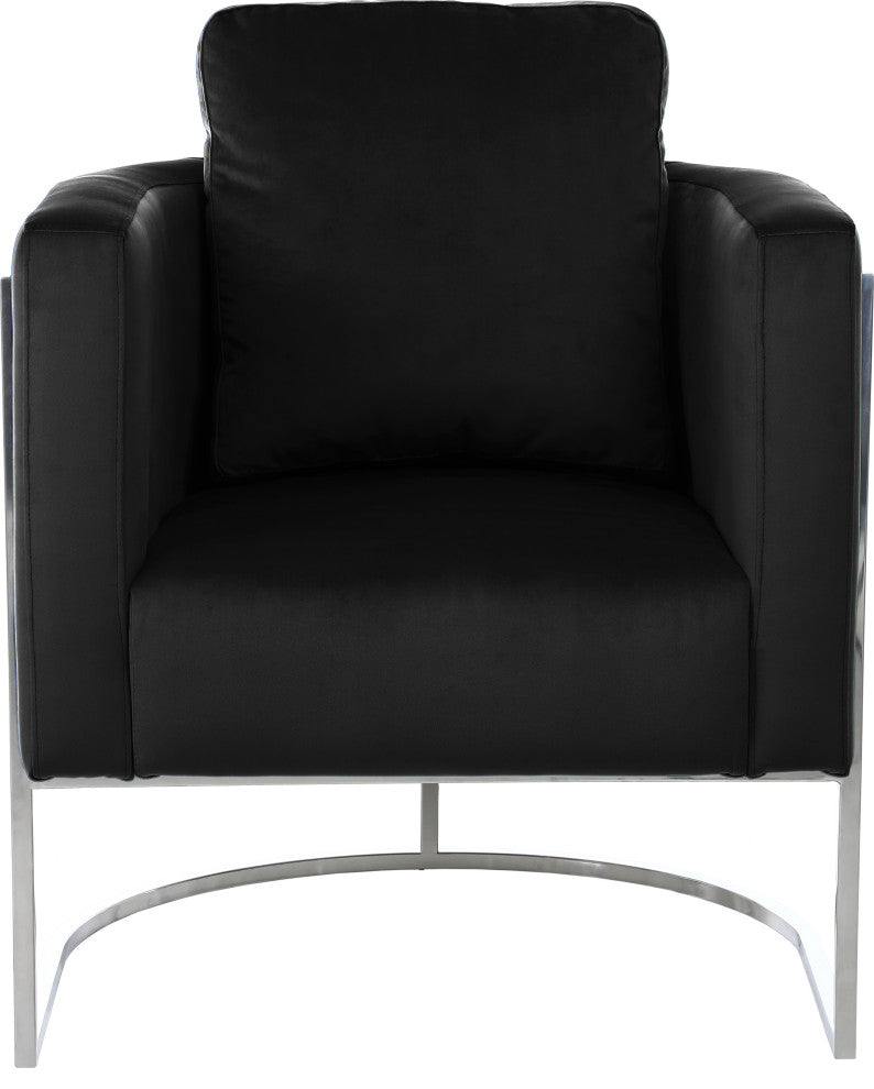 Casa Velvet Upholstered Chair, Black, Chrome Finish